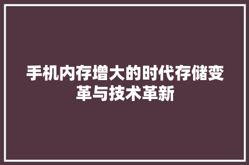手机内存增大的时代存储变革与技术革新