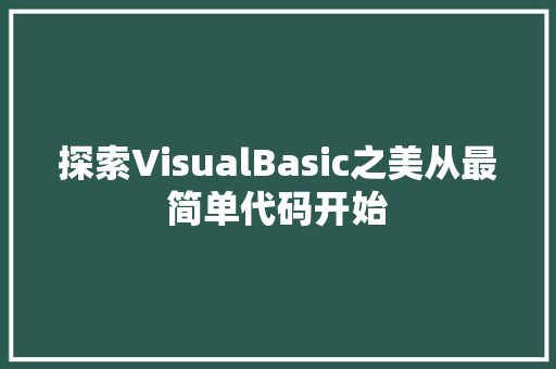 探索VisualBasic之美从最简单代码开始