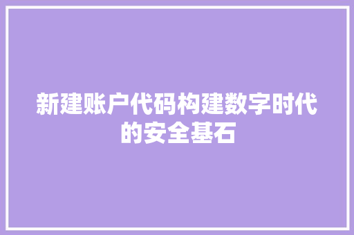 新建账户代码构建数字时代的安全基石