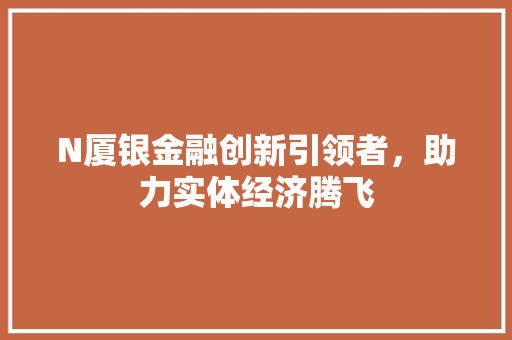N厦银金融创新引领者，助力实体经济腾飞