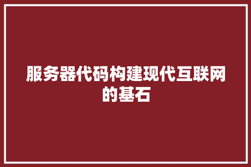 服务器代码构建现代互联网的基石