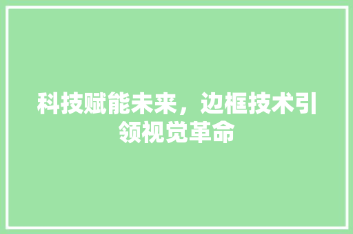 科技赋能未来，边框技术引领视觉革命