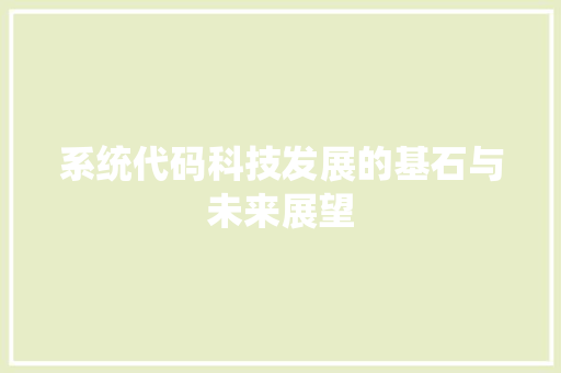 系统代码科技发展的基石与未来展望