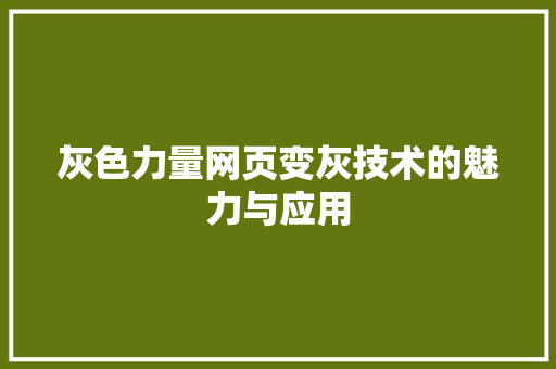 灰色力量网页变灰技术的魅力与应用