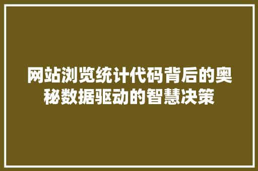 网站浏览统计代码背后的奥秘数据驱动的智慧决策