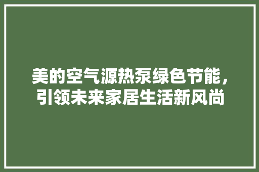 美的空气源热泵绿色节能，引领未来家居生活新风尚