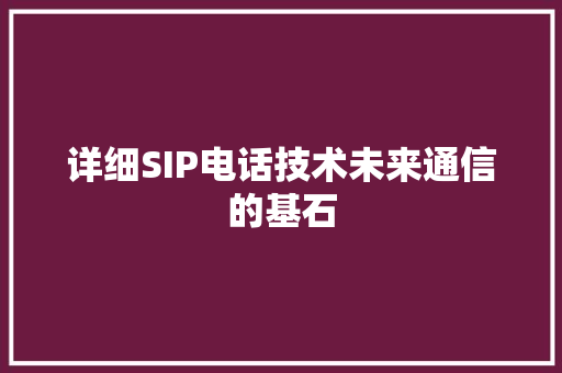 详细SIP电话技术未来通信的基石