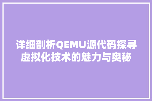 详细剖析QEMU源代码探寻虚拟化技术的魅力与奥秘
