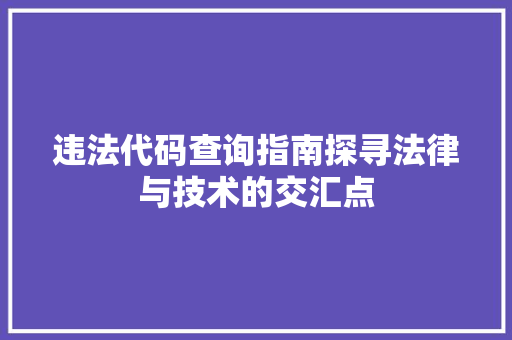 违法代码查询指南探寻法律与技术的交汇点