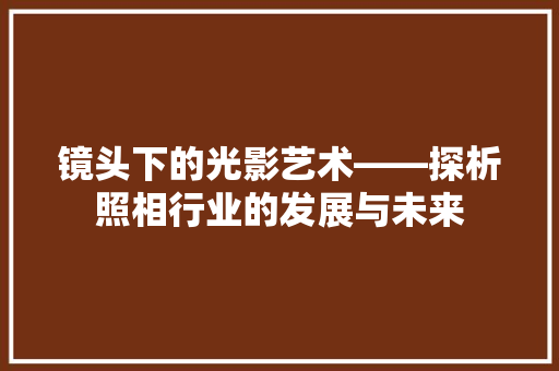 镜头下的光影艺术——探析照相行业的发展与未来