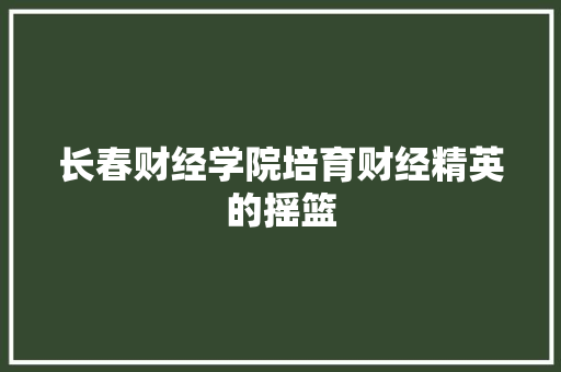 长春财经学院培育财经精英的摇篮