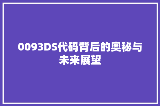 0093DS代码背后的奥秘与未来展望