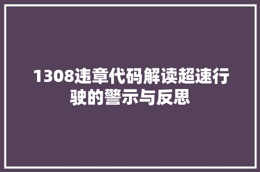 1308违章代码解读超速行驶的警示与反思