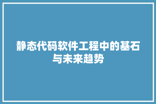 静态代码软件工程中的基石与未来趋势