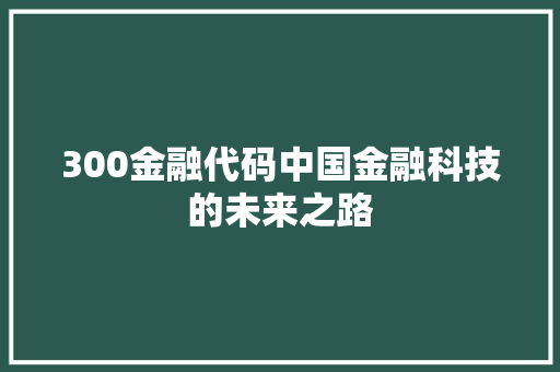 300金融代码中国金融科技的未来之路