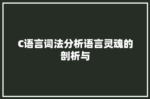 C语言词法分析语言灵魂的剖析与