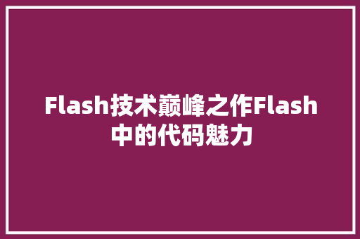 Flash技术巅峰之作Flash中的代码魅力