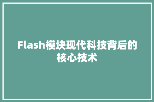 Flash模块现代科技背后的核心技术