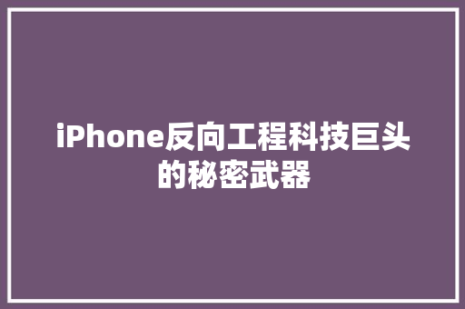 iPhone反向工程科技巨头的秘密武器