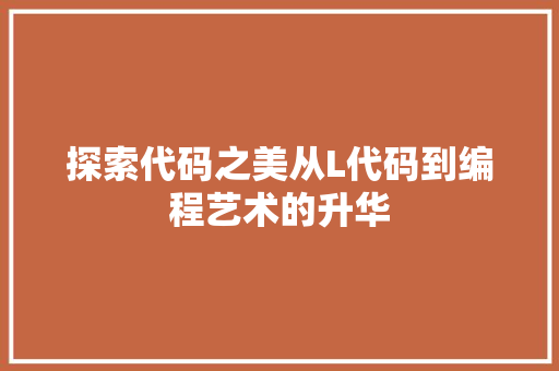 探索代码之美从L代码到编程艺术的升华