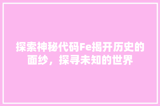 探索神秘代码Fe揭开历史的面纱，探寻未知的世界