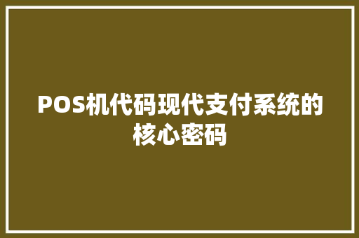 POS机代码现代支付系统的核心密码