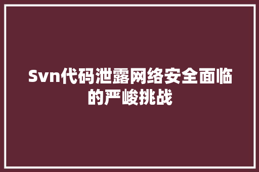 Svn代码泄露网络安全面临的严峻挑战