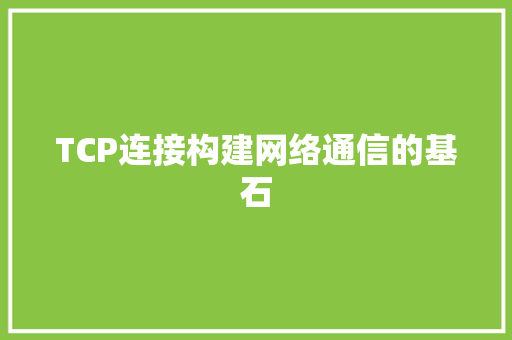 TCP连接构建网络通信的基石