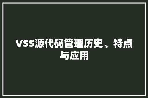 VSS源代码管理历史、特点与应用