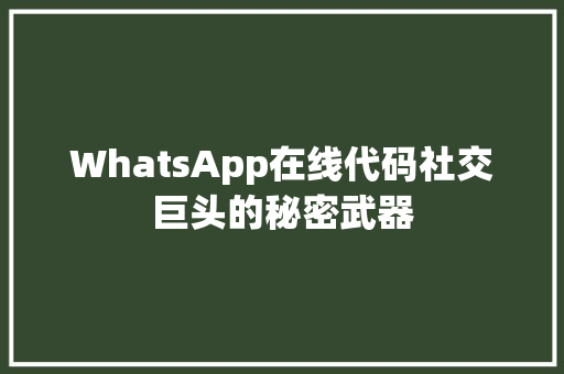 WhatsApp在线代码社交巨头的秘密武器