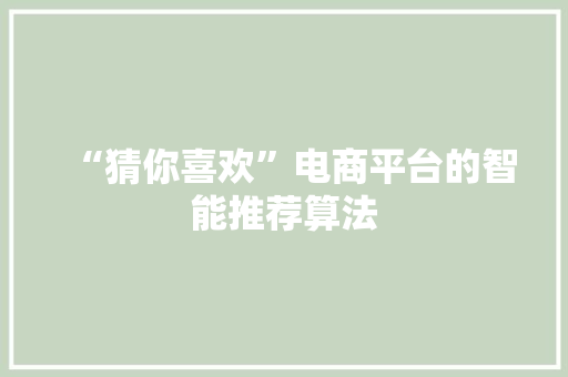 “猜你喜欢”电商平台的智能推荐算法