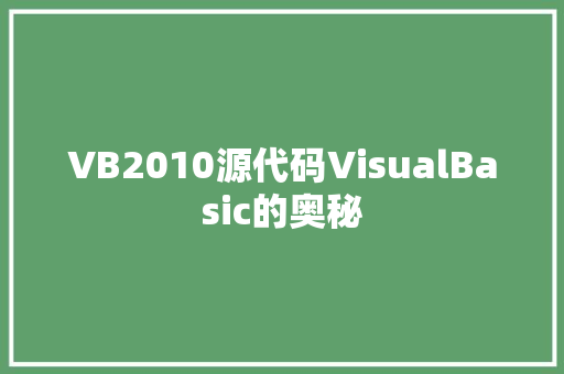 VB2010源代码VisualBasic的奥秘