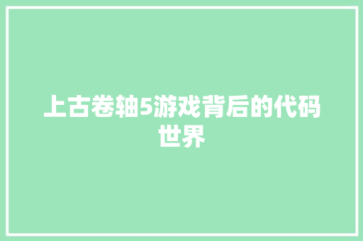 上古卷轴5游戏背后的代码世界