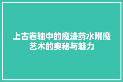 上古卷轴中的魔法药水附魔艺术的奥秘与魅力  第1张