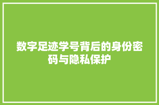 数字足迹学号背后的身份密码与隐私保护