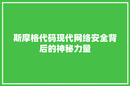 斯摩格代码现代网络安全背后的神秘力量