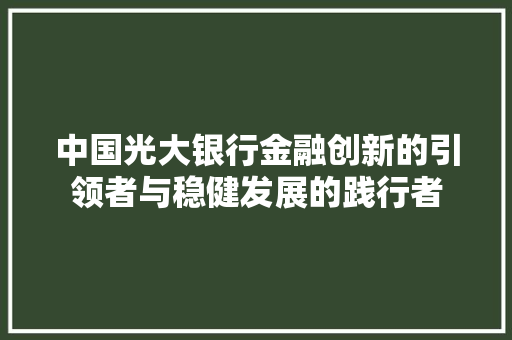 中国光大银行金融创新的引领者与稳健发展的践行者