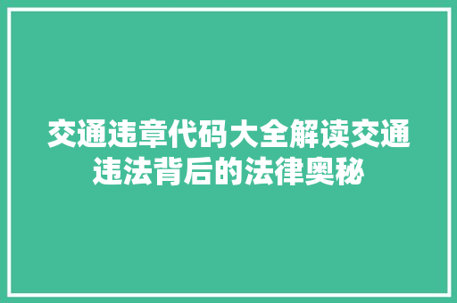 交通违章代码大全解读交通违法背后的法律奥秘