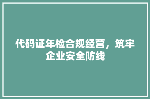 代码证年检合规经营，筑牢企业安全防线