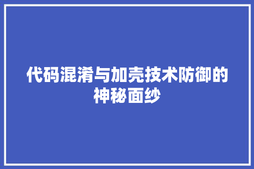 代码混淆与加壳技术防御的神秘面纱