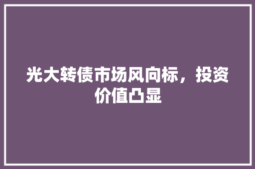 光大转债市场风向标，投资价值凸显