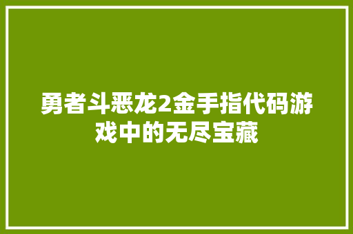 勇者斗恶龙2金手指代码游戏中的无尽宝藏
