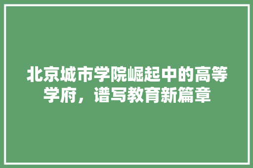 北京城市学院崛起中的高等学府，谱写教育新篇章