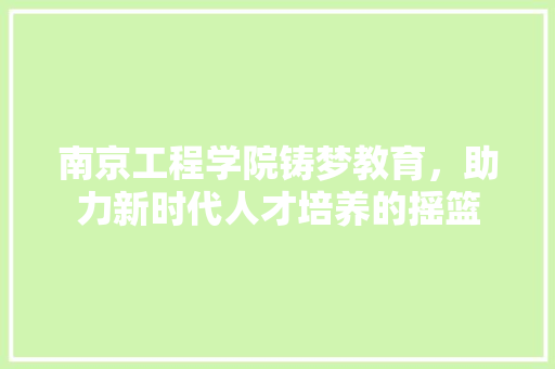 南京工程学院铸梦教育，助力新时代人才培养的摇篮