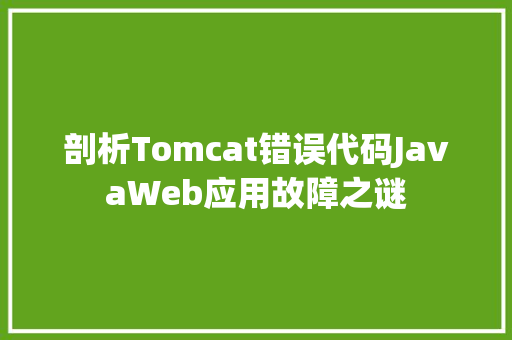剖析Tomcat错误代码JavaWeb应用故障之谜