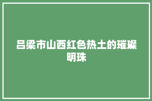 吕梁市山西红色热土的璀璨明珠