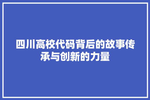 四川高校代码背后的故事传承与创新的力量