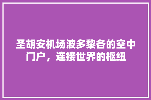 圣胡安机场波多黎各的空中门户，连接世界的枢纽