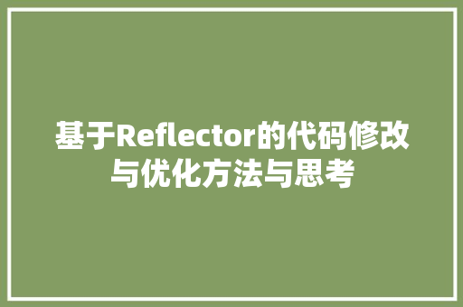 基于Reflector的代码修改与优化方法与思考