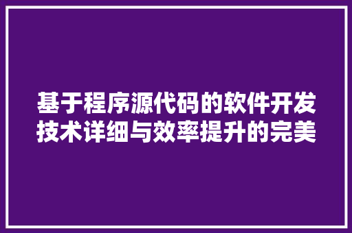 基于程序源代码的软件开发技术详细与效率提升的完美结合